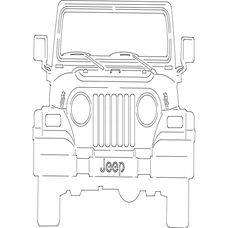 طرح جلوی جیپ مناسب برای استفاده در دستگاه های cnc چوب و cnc لیزر - jeep front dxf file