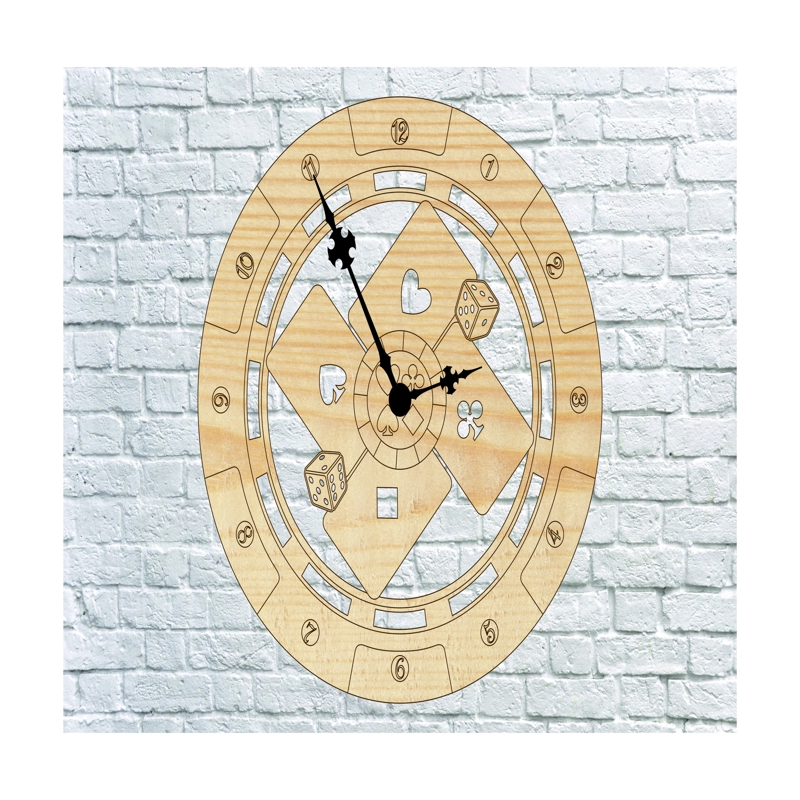 طرح ساعت دیواری پوکر مناسب برای استفاده در دستگاه های cnc چوب و cnc لیزر - poker wall clock cdr file