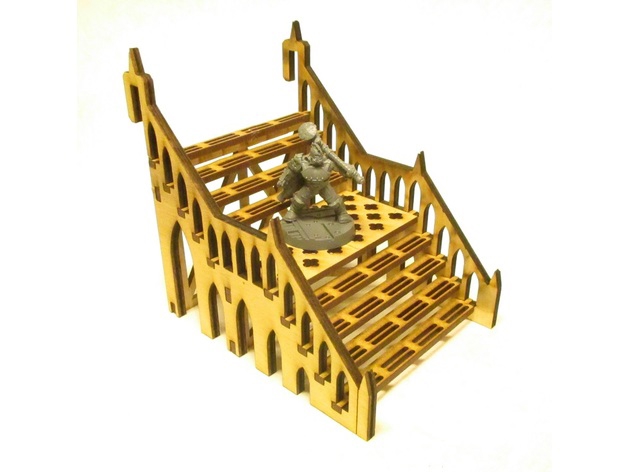 طرح سه میلی‌متری پله‌ها ۸x۱۲x۸ مناسب برای استفاده در دستگاه های cnc چوب و cnc لیزر - stairs 8x12x8 3mm dxf file