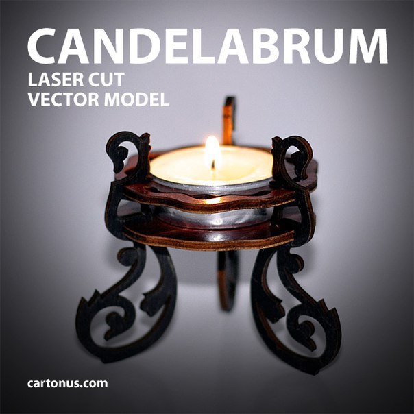 طرح 40 میلی متری شمعدانی کارتنی مناسب برای استفاده در دستگاه های cnc چوب و cnc لیزر - cartonus candelabrum 40mm dxf file