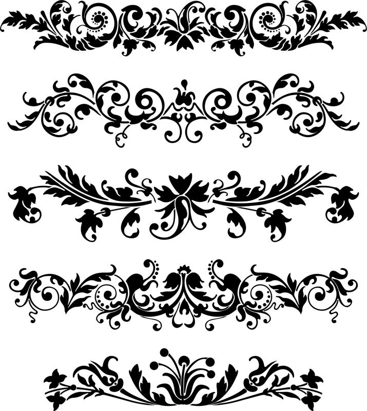 طرح مجموعه تزئینات افقی مناسب برای استفاده در دستگاه های cnc چوب و cnc لیزر - set of horizontal ornaments cdr file