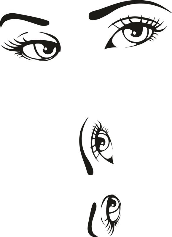 طرح فایل وکتور مجموعه چشم‌های زن مناسب برای استفاده در دستگاه های cnc چوب و cnc لیزر - woman eyes collection vector cdr file