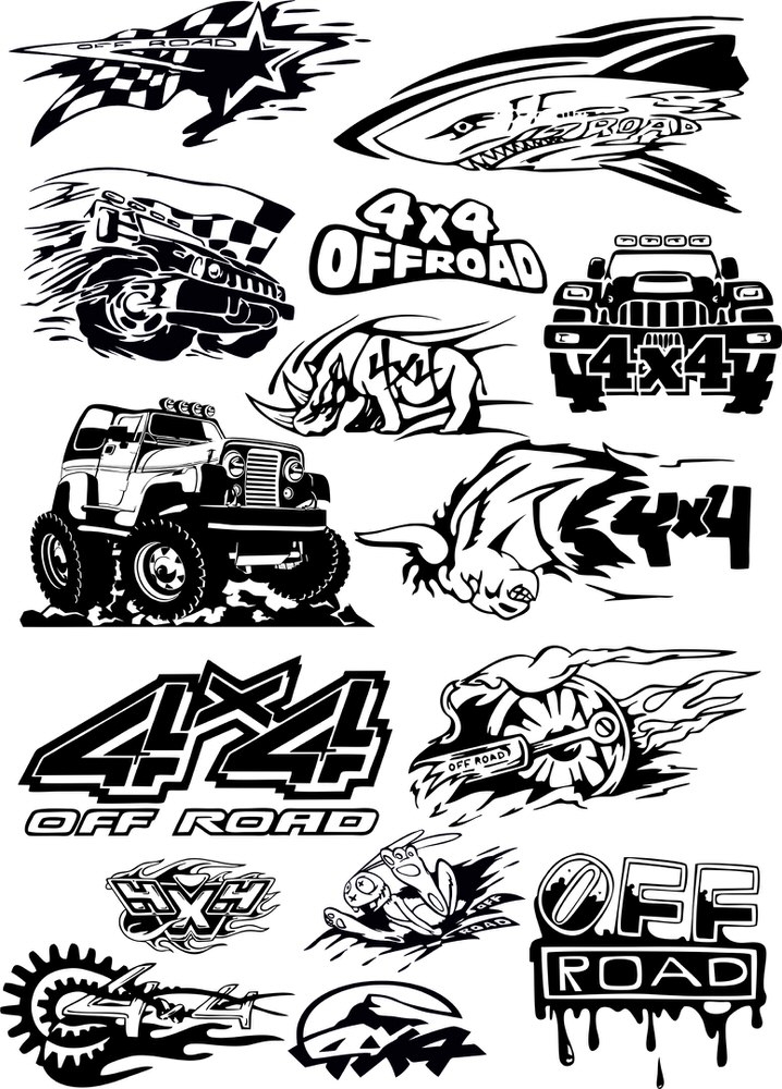 طرح وکتور هنری ماشین‌های آفرود مناسب برای استفاده در دستگاه های cnc چوب و cnc لیزر - off road vehicle vector art cdr file