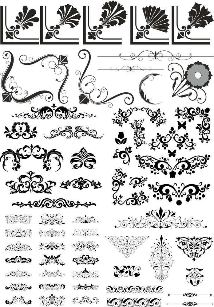 طرح با طرح گل های انتزاعی مناسب برای استفاده در دستگاه های cnc چوب و cnc لیزر - abstract floral vector elements pack cdr file
