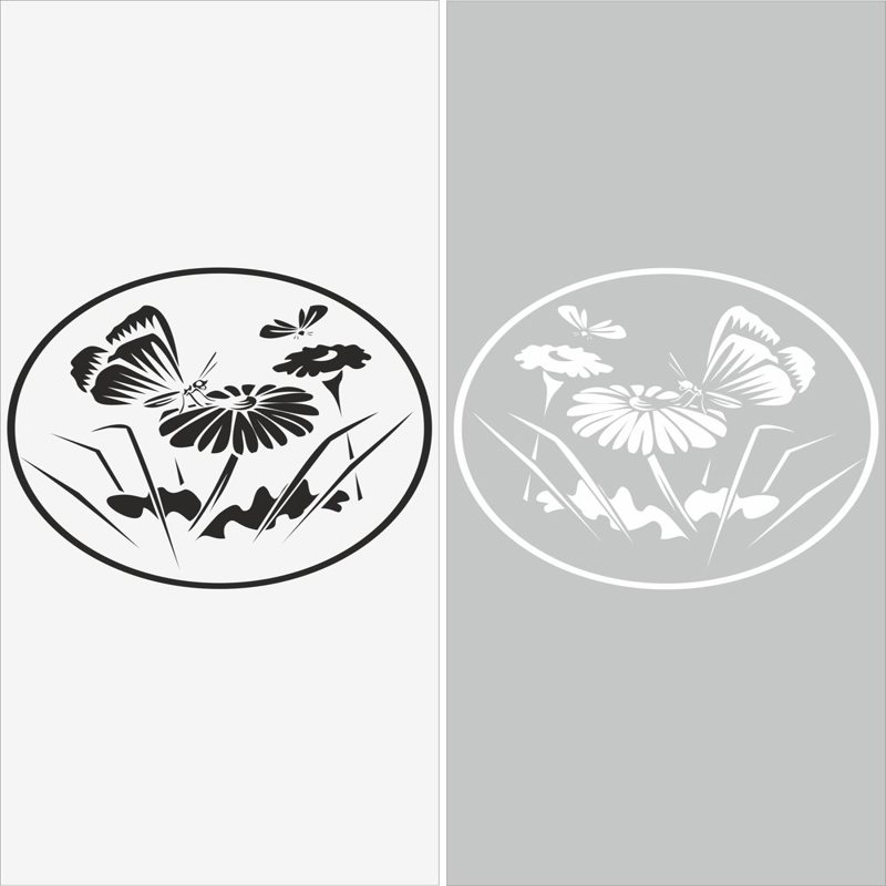 طرح فایل وکتور برچسب گل شیشه ای مناسب برای استفاده در دستگاه های cnc چوب و cnc لیزر - glass floral sticker decal vector cdr file