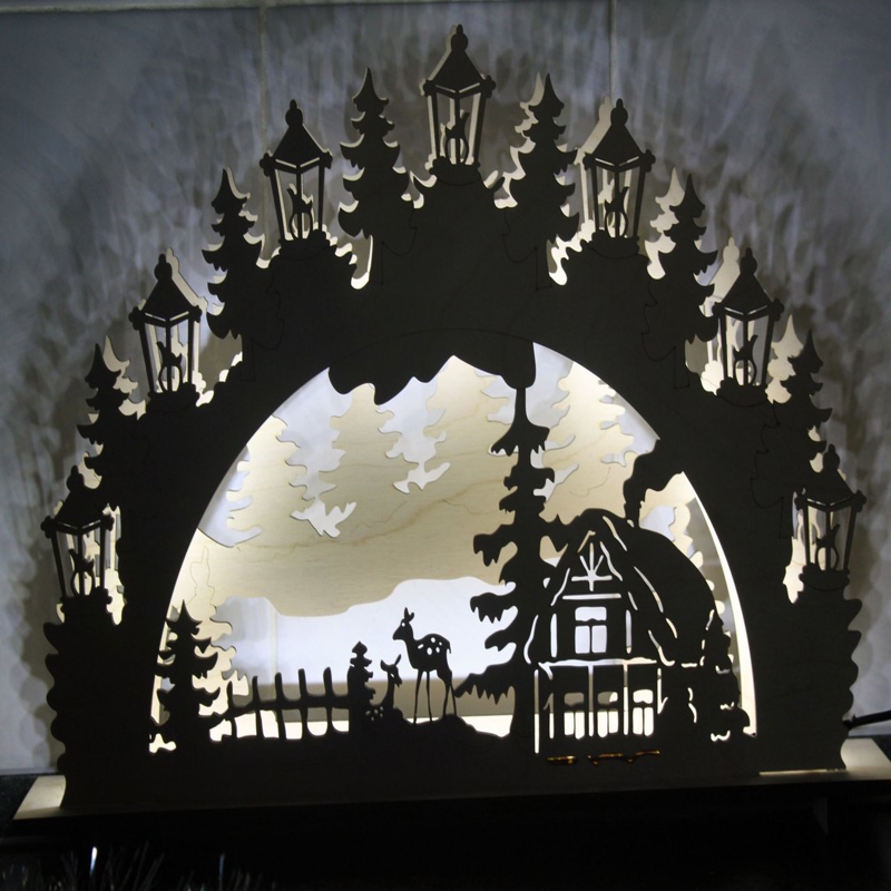طرح چراغ شب منظره مناسب برای استفاده در دستگاه های cnc چوب و cnc لیزر - night light scenery laser cutting cdr file