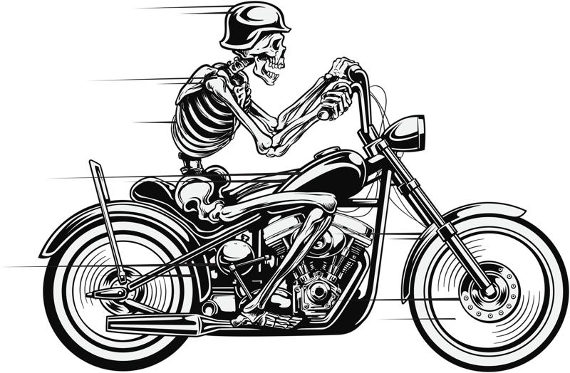 طرح وکتور جمجمه موتورسیکلت مناسب برای استفاده در دستگاه های cnc چوب و cnc لیزر - vector skull motorcycle cdr file