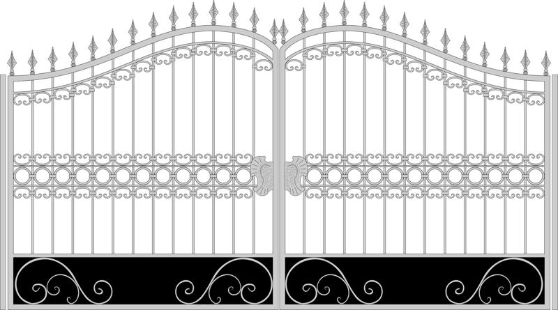 طرح دروازه مرزی فانتزی آهنی مناسب برای استفاده در دستگاه های cnc چوب و cnc لیزر - iron fancy gate boundary wall gate design cdr file