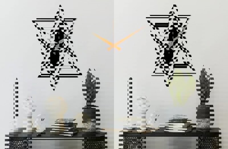 طرح ساعت دیواری مثلثی مناسب برای استفاده در دستگاه های cnc چوب و cnc لیزر - laser cut triangle wall clock