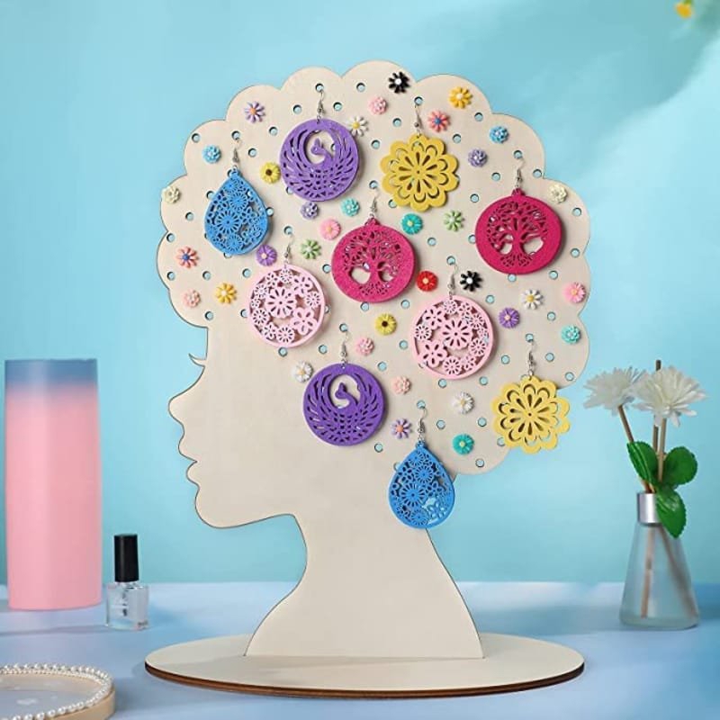 طرح پایه نمایش گوشواره چوبی مناسب برای استفاده در دستگاه های cnc چوب و cnc لیزر - laser cut wooden earring display stand