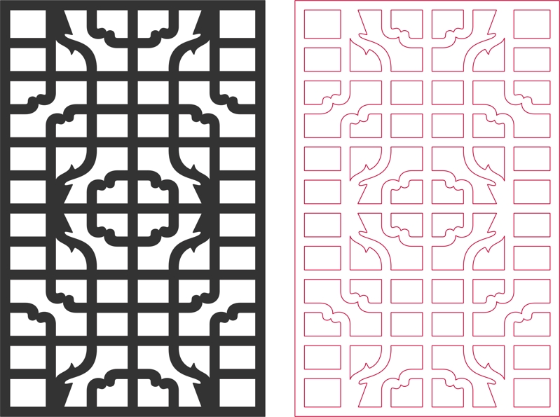 طرح وکتور طرح قاب پنجره مناسب برای استفاده در دستگاه های cnc چوب و cnc لیزر - window frames pattern vector dxf file