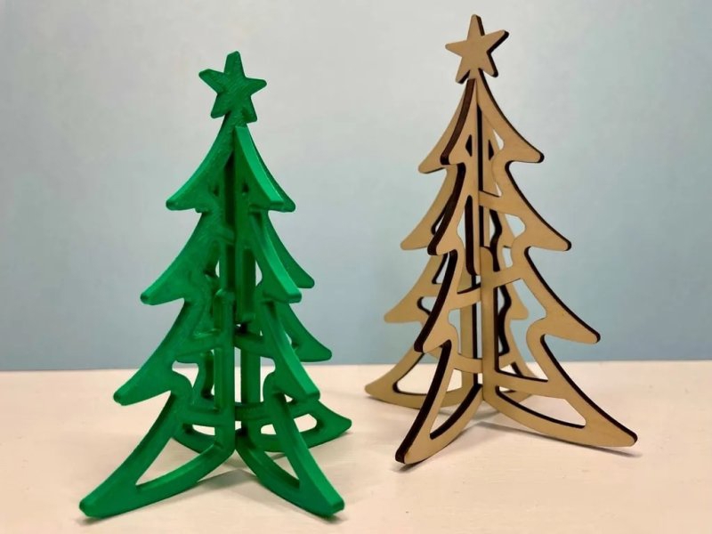 طرح درخت کریسمس مناسب برای استفاده در دستگاه های cnc چوب و cnc لیزر - laser cut christmas tree