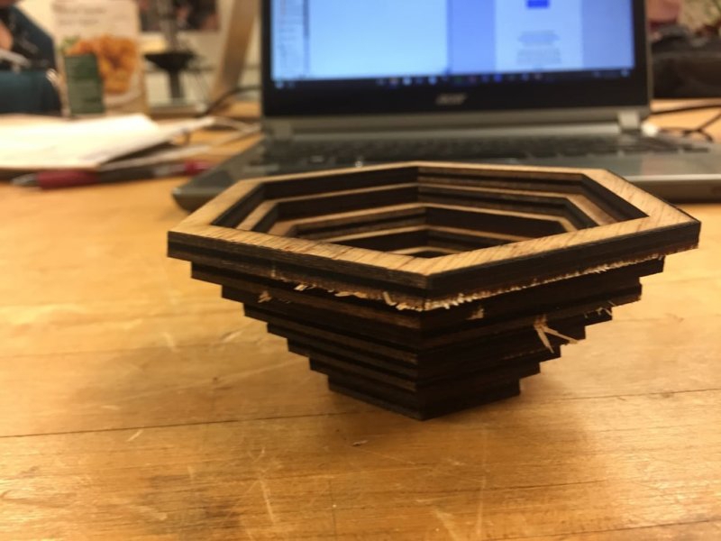 طرح کاسه شش ضلعی مناسب برای استفاده در دستگاه های cnc چوب و cnc لیزر - laser cut hexagonal bowl