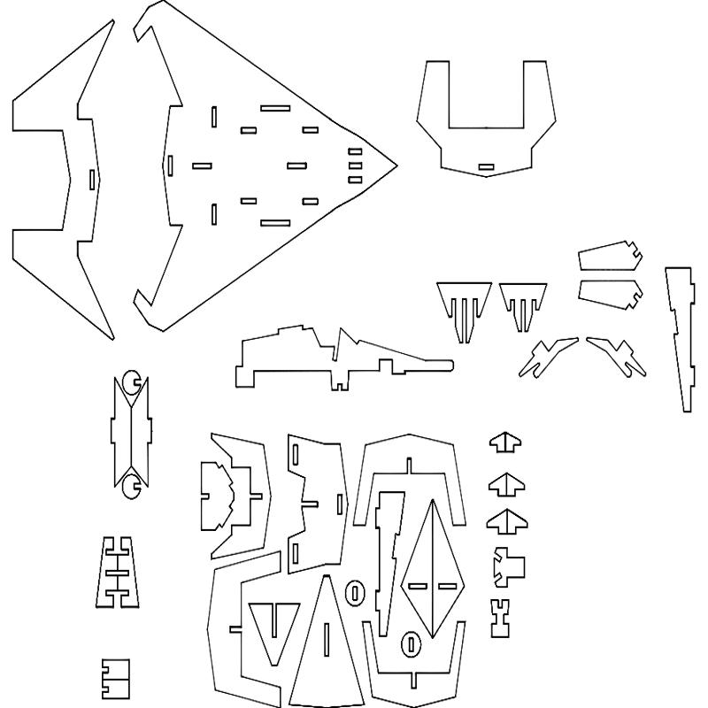 طرح مخفی f22 مناسب برای استفاده در دستگاه های cnc چوب و cnc لیزر - f22 stealth dxf file