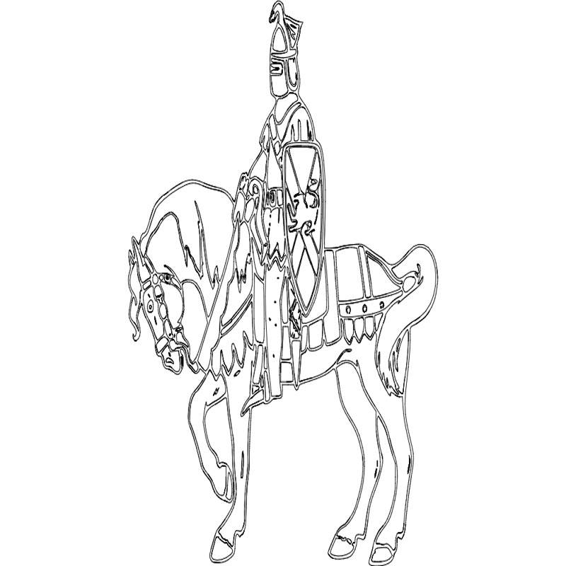 طرح شوالیه سوار بر اسب مناسب برای استفاده در دستگاه های cnc چوب و cnc لیزر - knight on horse dxf file
