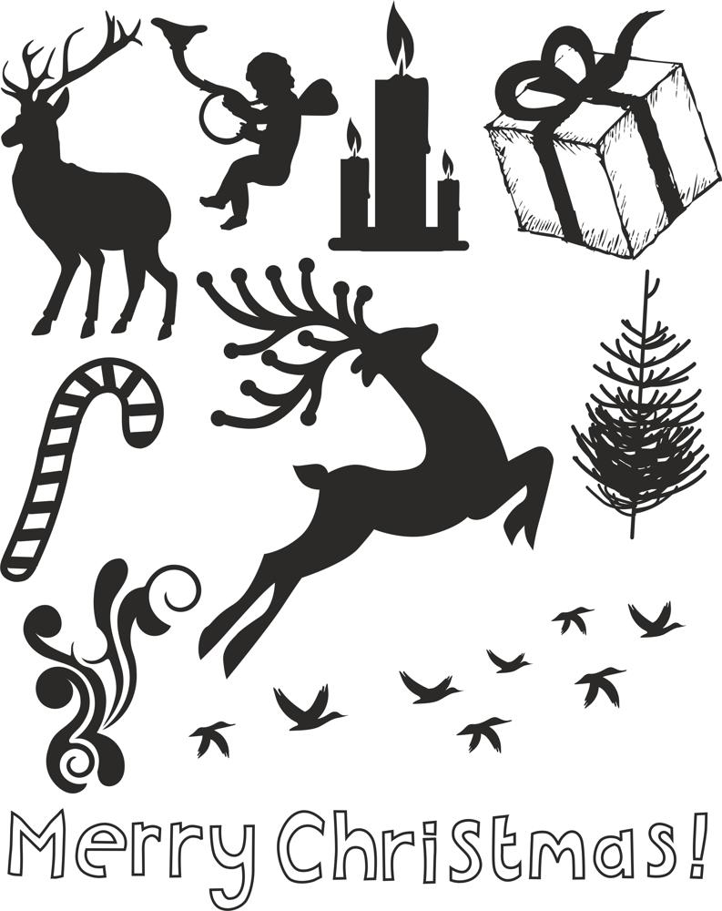 طرح مجموعه وکتور کریسمس و سال نو مناسب برای استفاده در دستگاه های cnc چوب و cnc لیزر - christmas new year vector set cdr file