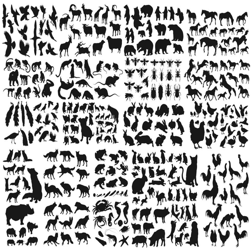 طرح فایل وکتور مجموعه حیوانات سیلوئت مناسب برای استفاده در دستگاه های cnc چوب و cnc لیزر - animals collection vector silhouette cdr file
