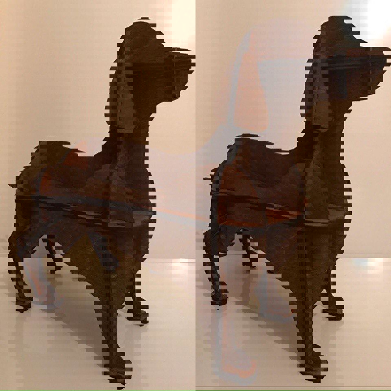 طرح قفسه سگ داشهوند مناسب برای استفاده در دستگاه های cnc چوب و cnc لیزر - laser cut dachshund kids shelf dxf file