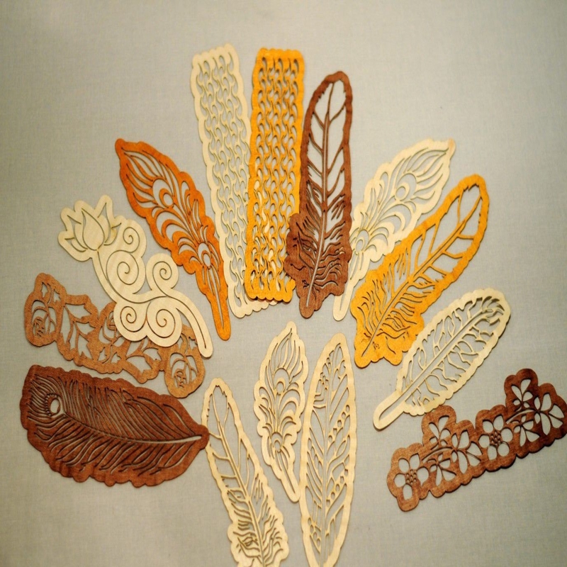 طرح بوک مارک چوبی پرها مناسب برای استفاده در دستگاه های cnc چوب و cnc لیزر - laser cut wooden bookmarks feathers cdr file