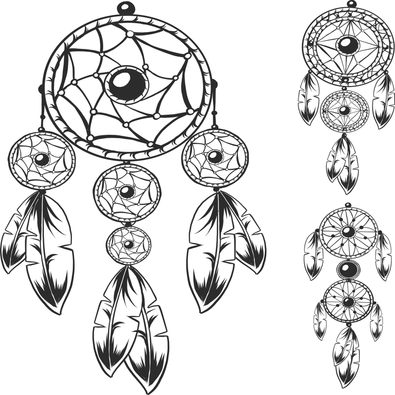 طرح مجموعه وکتور دریم کچرز مناسب برای استفاده در دستگاه های cnc چوب و cnc لیزر - dreamcatchers vector set cdr file
