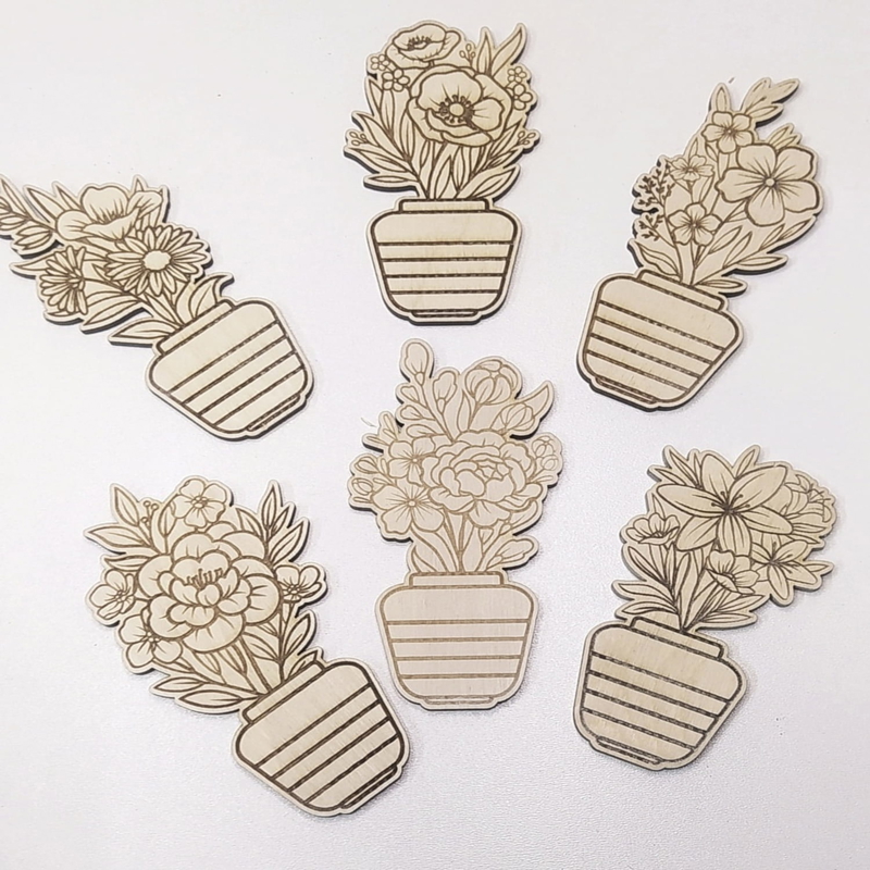 طرح حکاکی لیزری مگنت گل مناسب برای استفاده در دستگاه های cnc چوب و cnc لیزر - laser cut engrave flower magnets cdr file
