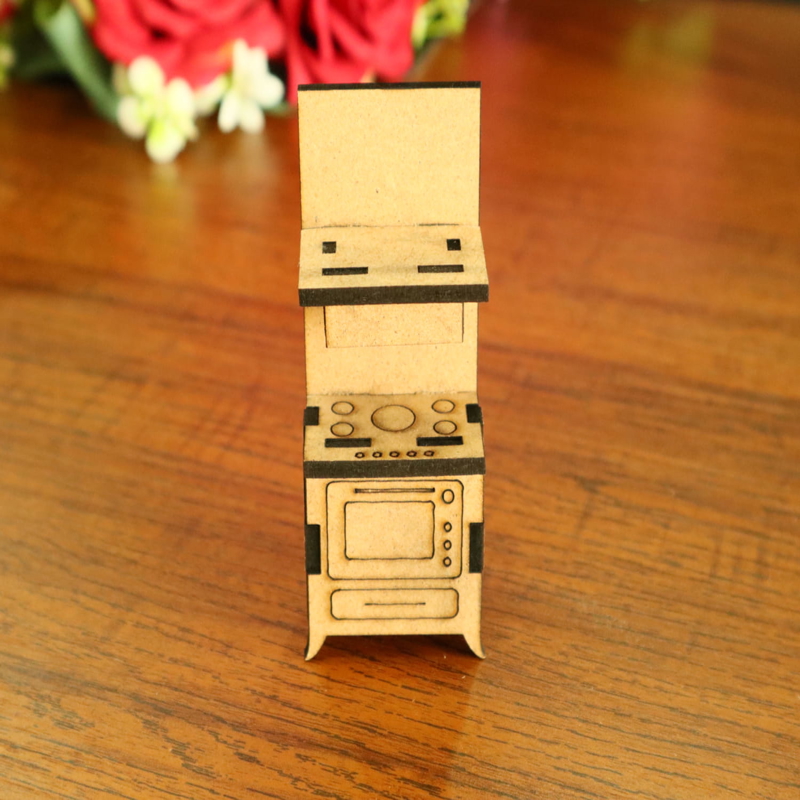 طرح آشپزخانه عروسکی مناسب برای استفاده در دستگاه های cnc چوب و cnc لیزر - laser cut dollhouse kitchen unit cdr file