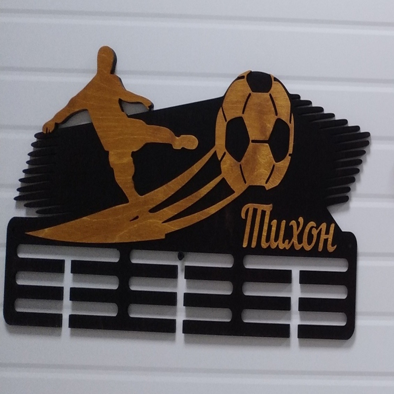 طرح مدال فوتبال طرح جای مدال فوتبال مناسب برای استفاده در دستگاه های cnc چوب و cnc لیزر - laser cut football medal display soccer medal holder cdr file