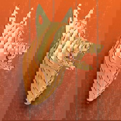 طرح دیوار با طرح سر روباه مناسب برای استفاده در دستگاه های cnc چوب و cnc لیزر - laser cut fox head wall decor cdr file