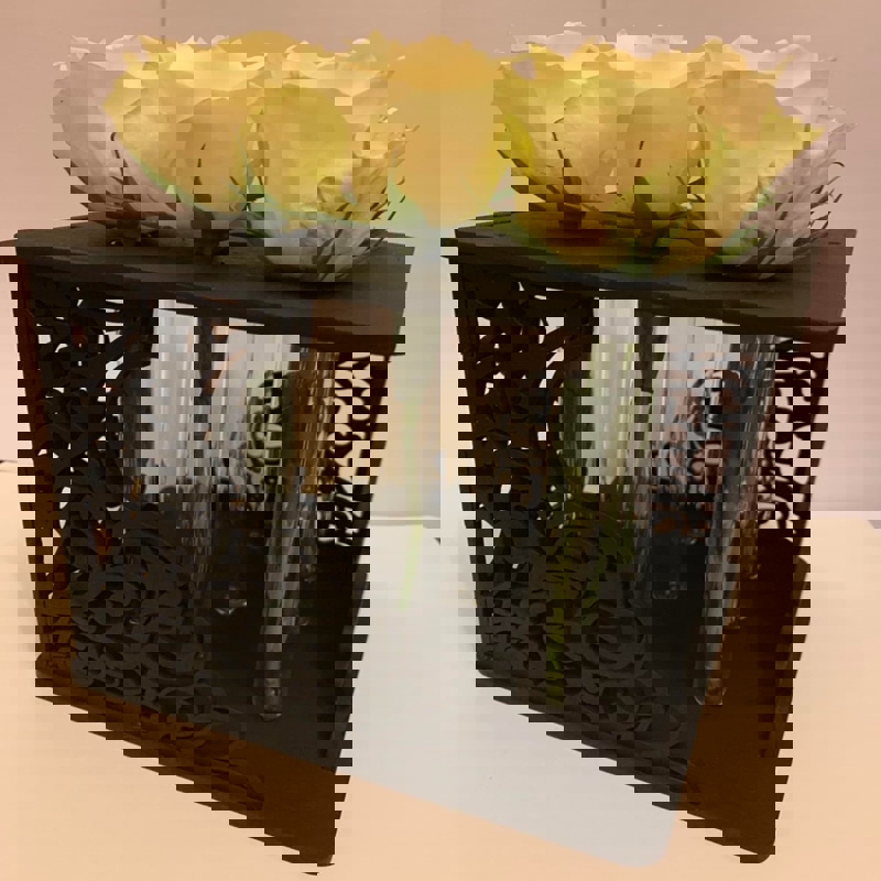 طرح گلدان شیشه ای رومیزی مناسب برای استفاده در دستگاه های cnc چوب و cnc لیزر - laser cut desk glass planter bulb vase cdr file