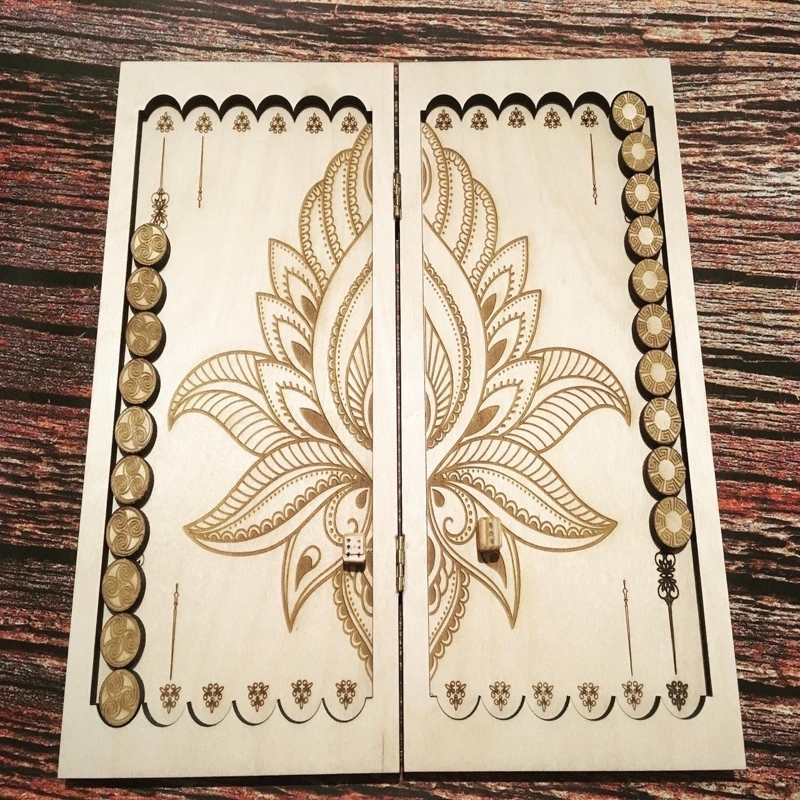 طرح بازی تخته نرد مناسب برای استفاده در دستگاه های cnc چوب و cnc لیزر - laser cut backgammon board game cdr file