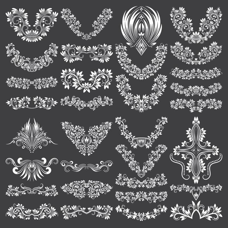 طرح وکتور المان های خوشنویسی گلدار تزئینی مناسب برای استفاده در دستگاه های cnc چوب و cnc لیزر - decorative floral calligraphic elements eps file