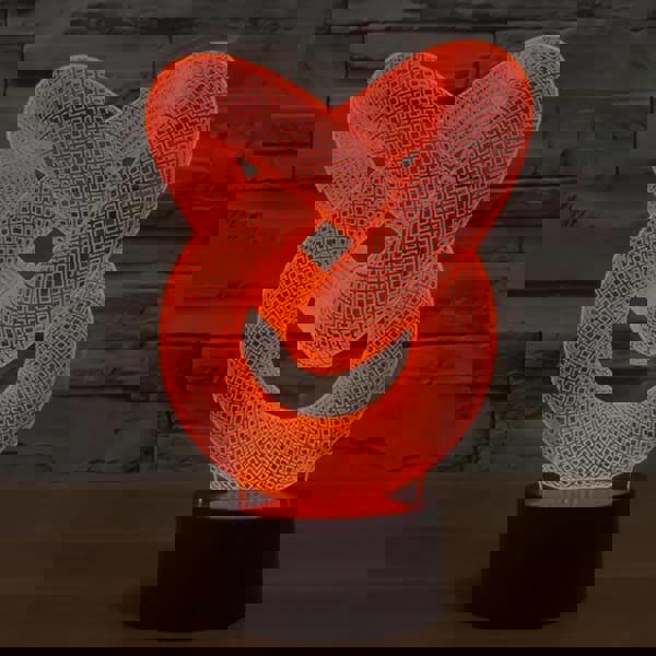 طرح چراغ توهم سه بعدی گره عشق مناسب برای استفاده در دستگاه های cnc چوب و cnc لیزر - laser cut love knot 3d illusion lamp cdr file