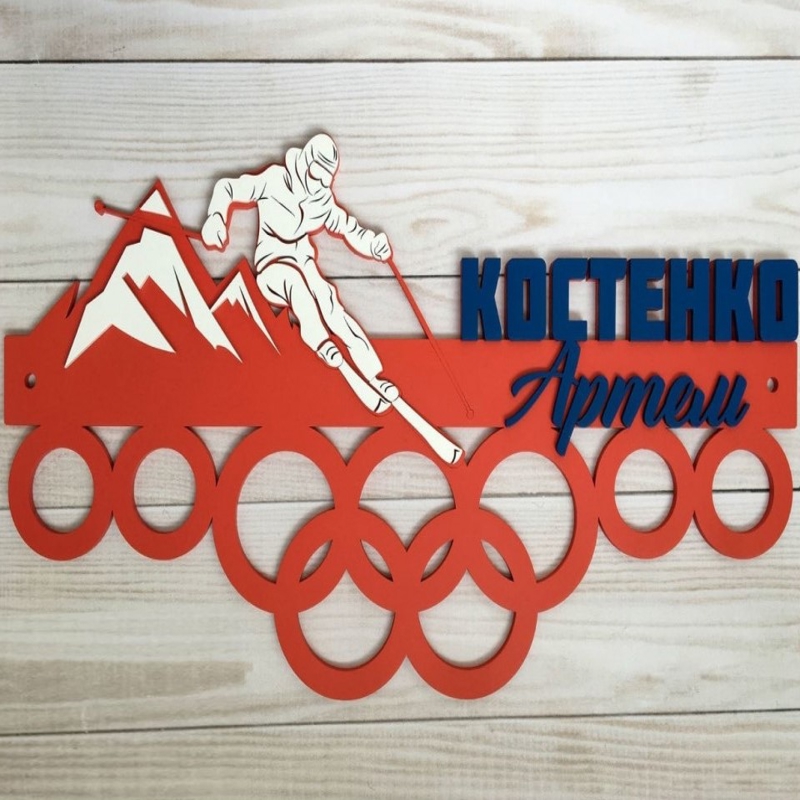 طرح نمایش مدال اسکی مناسب برای استفاده در دستگاه های cnc چوب و cnc لیزر - laser cut ski medal display cdr file