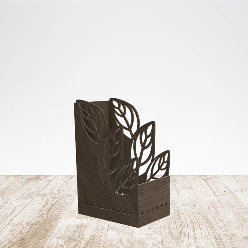 طرح جا خودکاری طرح برگ مناسب برای استفاده در دستگاه های cnc چوب و cnc لیزر - laser cut leaf pen holder cute office organizer cdr file