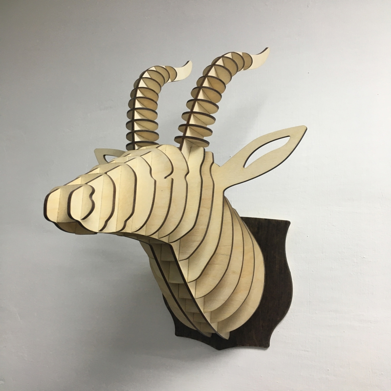 طرح دیوار با طرح سر بز کوهی مناسب برای استفاده در دستگاه های cnc چوب و cnc لیزر - laser cut antelope head wall decor cdr file