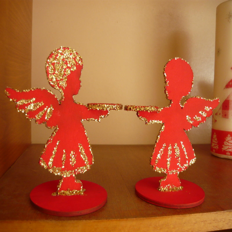 طرح جا شمعی فرشته مناسب برای استفاده در دستگاه های cnc چوب و cnc لیزر - laser cut angel candle holder cdr file