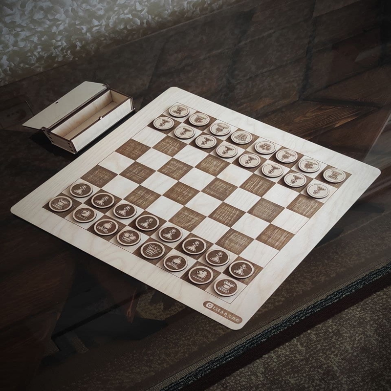 طرح جعبه و شطرنج چوبی مناسب برای استفاده در دستگاه های cnc چوب و cnc لیزر - laser cut wooden chess set and box cdr file