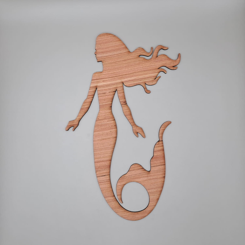 طرح پری دریایی چوبی ناتمام مناسب برای استفاده در دستگاه های cnc چوب و cnc لیزر - laser cut mermaid unfinished wood cutout shape cdr file