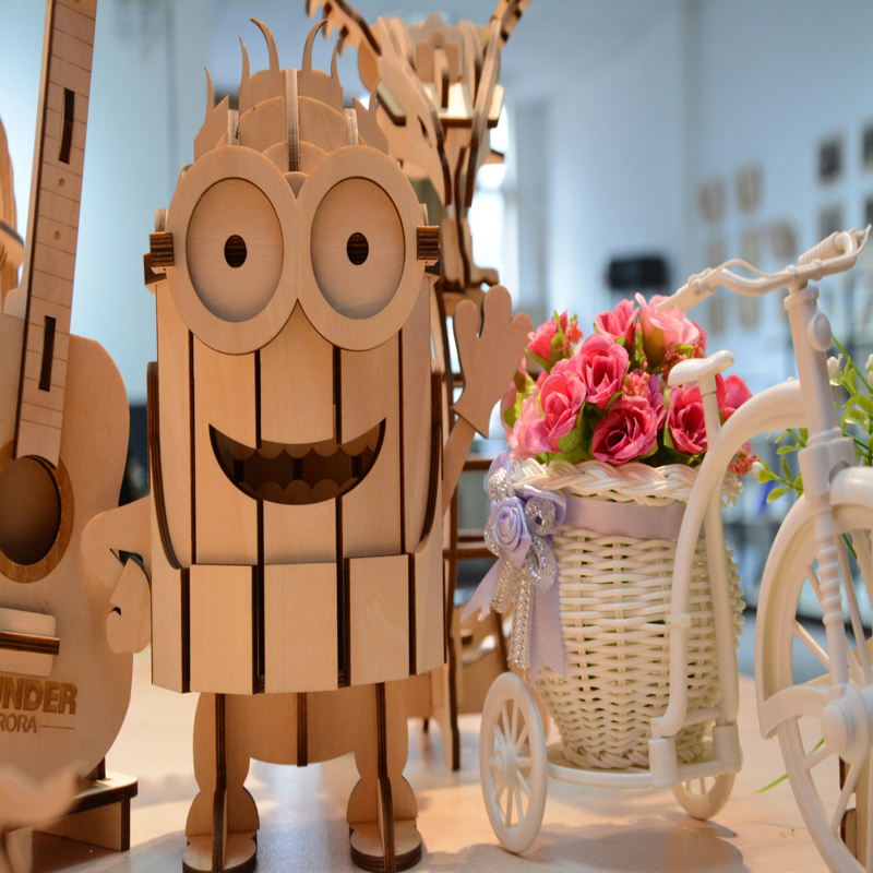 طرح کاردستی جا مدادی مینیون برای بچه ها مناسب برای استفاده در دستگاه های cnc چوب و cnc لیزر - laser cut minion pencil holder craft for kids cdr file