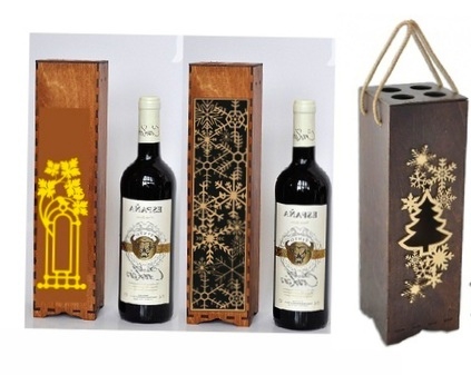طرح جعبه کادو نوشابه مناسب برای استفاده در دستگاه های cnc چوب و cnc لیزر - laser cut wine gift box cdr file