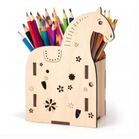 طرح جا مدادی و میز تحریر اسب مناسب برای استفاده در دستگاه های cnc چوب و cnc لیزر - laser cut horse desk organizer pencil holder cdr file