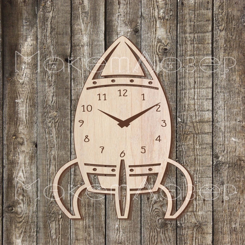 طرح ساعت دیواری مدل موشکی مناسب برای استفاده در دستگاه های cnc چوب و cnc لیزر - laser cut rocket wall clock cdr file