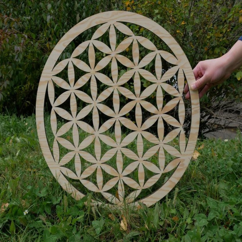 طرح گل زندگی مناسب برای استفاده در دستگاه های cnc چوب و cnc لیزر - laser cut flower of life dxf file