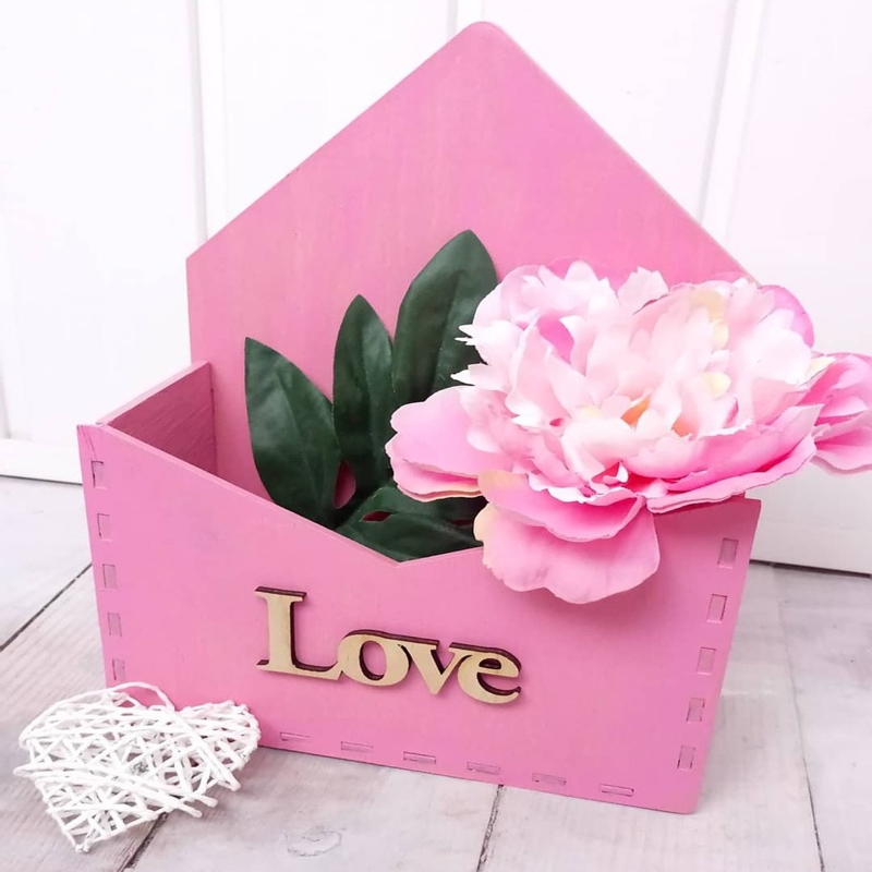 طرح پاکت نامه جعبه گل مناسب برای استفاده در دستگاه های cnc چوب و cnc لیزر - laser cut envelope flower box cdr file