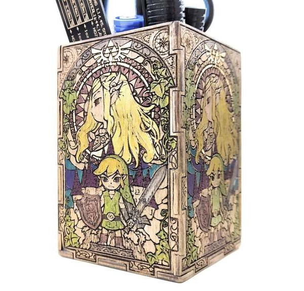 طرح جا مدادی زلدا مناسب برای استفاده در دستگاه های cnc چوب و cnc لیزر - laser cut zelda pencil holder svg file