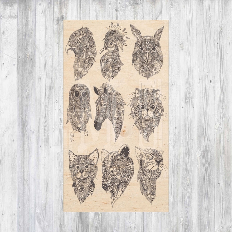 طرح حکاکی لیزری حیوانات بوهمی مناسب برای استفاده در دستگاه های cnc چوب و cnc لیزر - laser engraving boho animals cdr file