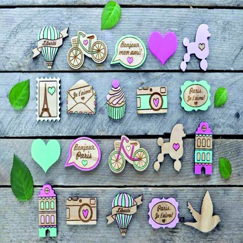 طرح حکاکی لیزری آهنرباهای چوبی سنجاق سینه مناسب برای استفاده در دستگاه های cnc چوب و cnc لیزر - laser cut engraved wooden magnets brooches cdr file