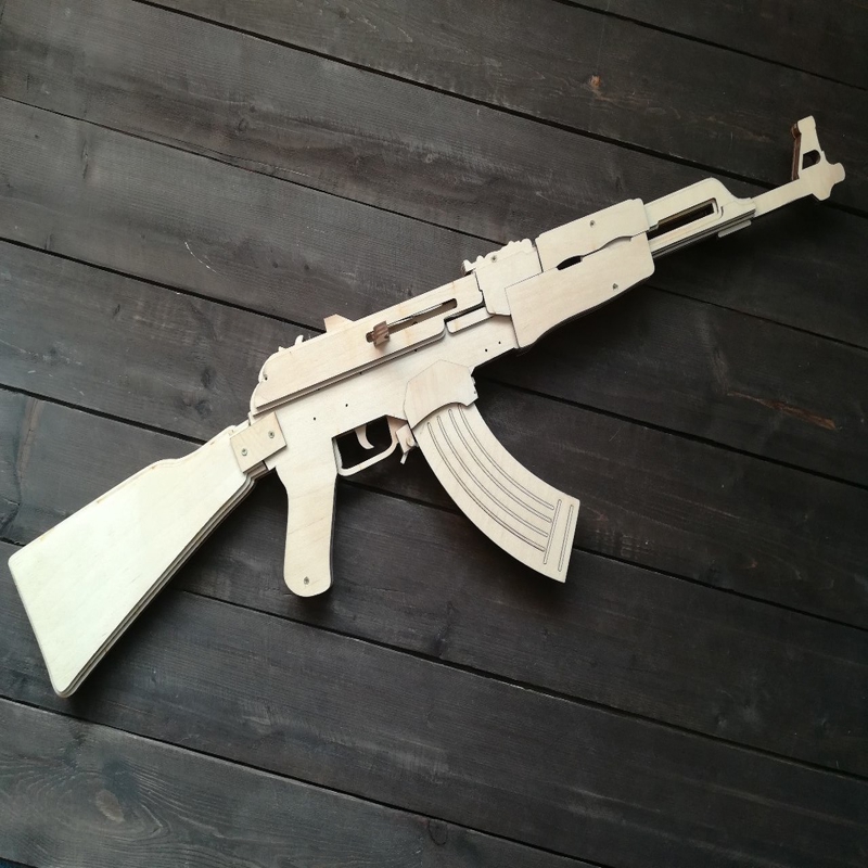 طرح تفنگ کلاشینکف ak 47 مناسب برای استفاده در دستگاه های cnc چوب و cnc لیزر - laser cut kalashnikov ak 47 rifle cdr file