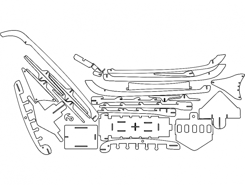 طرح مجموعه کشتی شماره ۲ مناسب برای استفاده در دستگاه های cnc چوب و cnc لیزر - ship set 2 dxf file