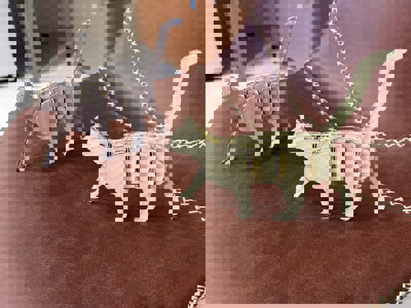 طرح مدل سه بعدی گربه با از مقوا مناسب برای استفاده در دستگاه های cnc چوب و cnc لیزر - laser cut cat 3d cardboard model dxf file